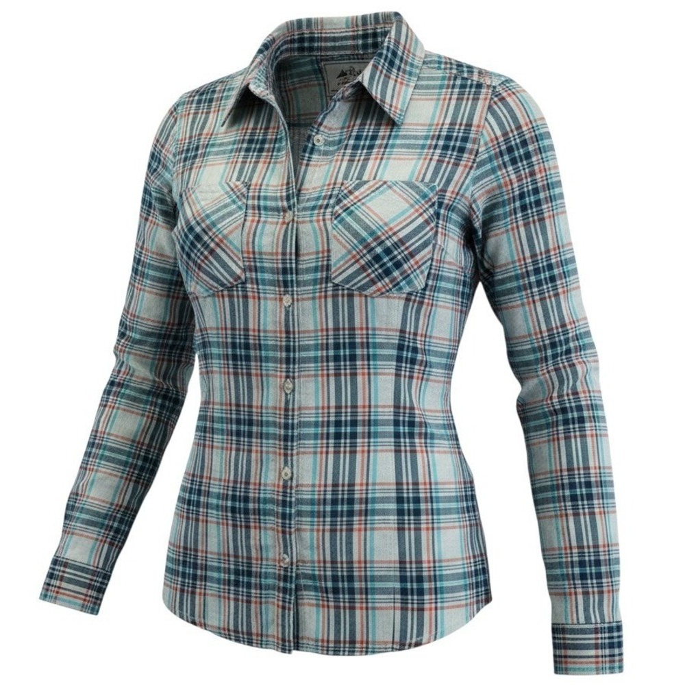Legendary Whitetails Womens M Blue Plaid Button Down Shirt Cabin Gorpcore Rustic